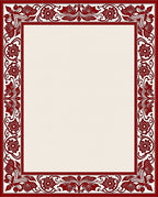 Damask Red Floral Border Rug