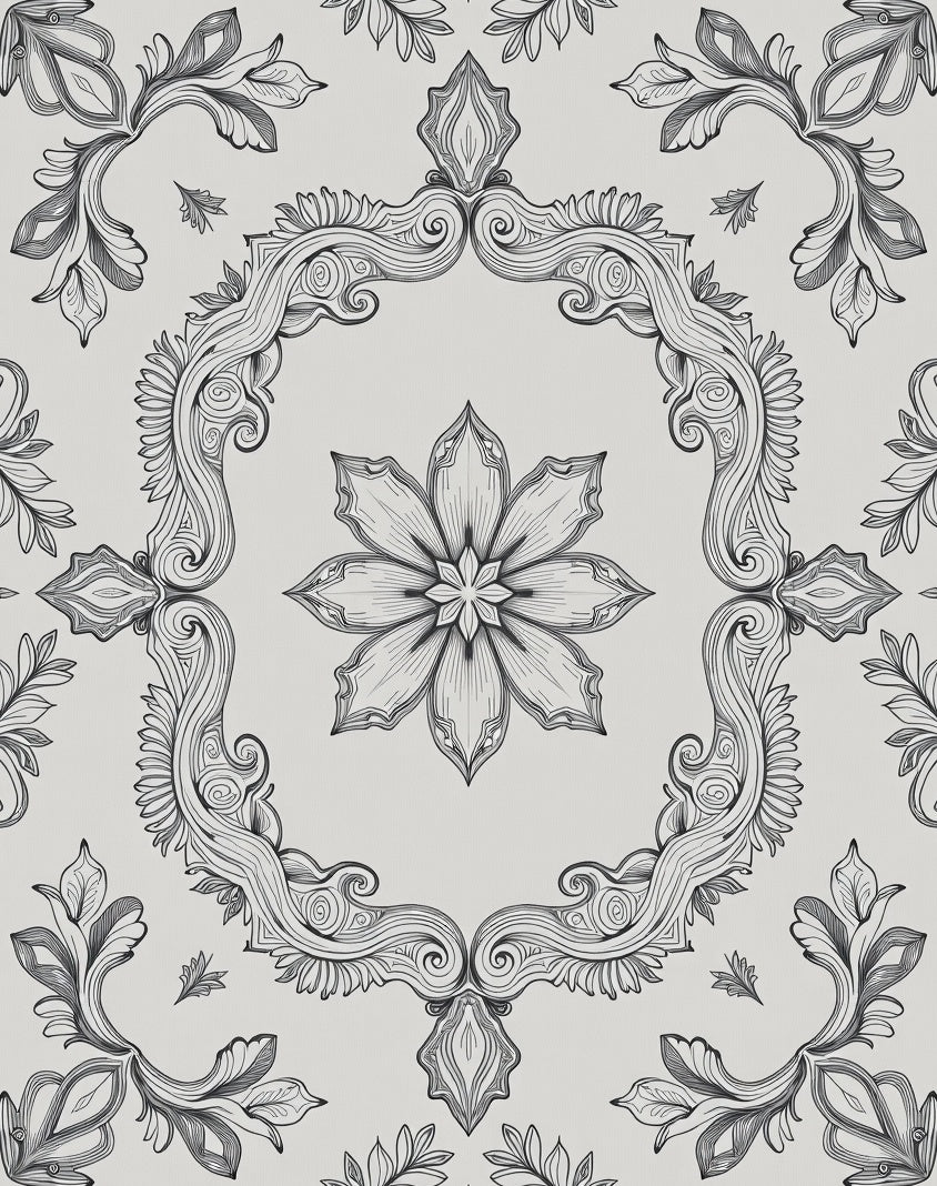 Elegant Floral Scrollwork Pattern Rug