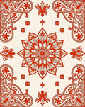 Mandala Flower Patterned Red Design Rug