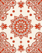 Mandala Flower Patterned Red Design Rug