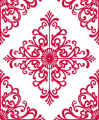 Crimson Ornate Filigree Corner Design Rug