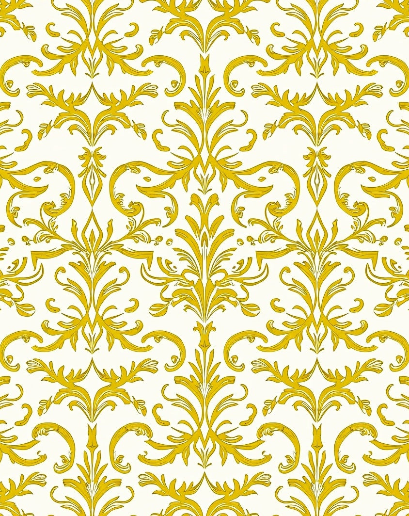 Gold Elaborate Traditional Damask Rug