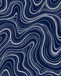 Navy White Flowing Organic Waves Rug