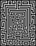 Black White Geometric Maze Pattern Rug