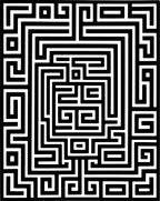 Black White Geometric Maze Pattern Rug