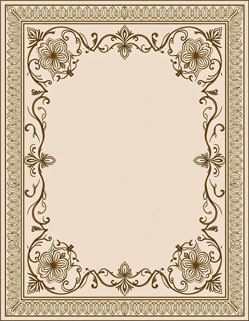 Elegant Floral Vine Border Design Rug