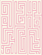 Geometric Maze Pattern Pink Rug