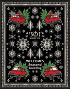 Red Truck Snowflake Christmas Greeting Rug