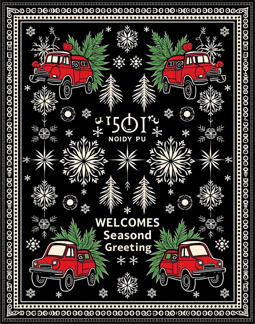 Red Truck Snowflake Christmas Greeting Rug
