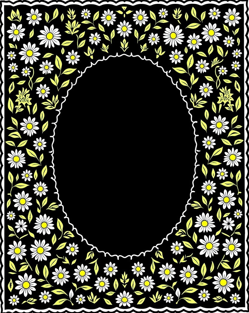 Floral Daisy Pattern Dark Rug