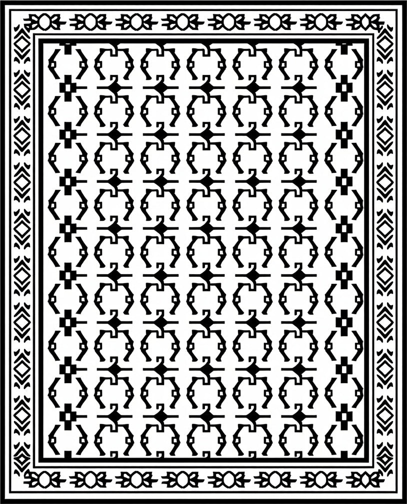 Bold Black And White Geometric Pattern Rug