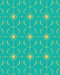 Turquoise Gold Floral Art Deco Pattern Rug