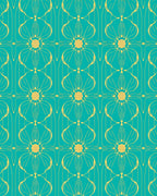 Turquoise Gold Floral Art Deco Pattern Rug