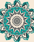 Turquoise And Black Floral Mandala Pattern Rug