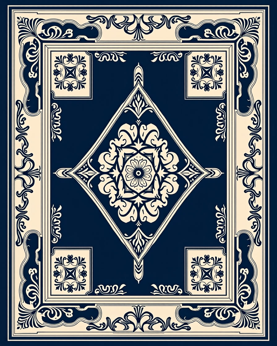 Classic Floral Diamond Centerpiece Rug