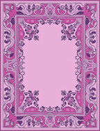 Fuchsia Abstract Swirl Decorative Frame Design Rug