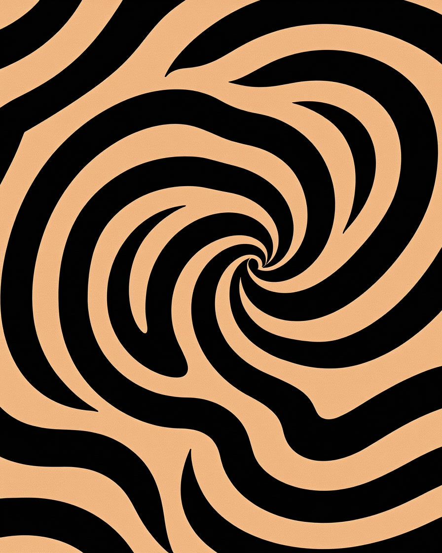Black Swirl Patterned Graphic Rug