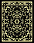 Ornate Golden Floral Vine Pattern Rug