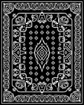 Black White Floral Scrollwork Pattern Rug
