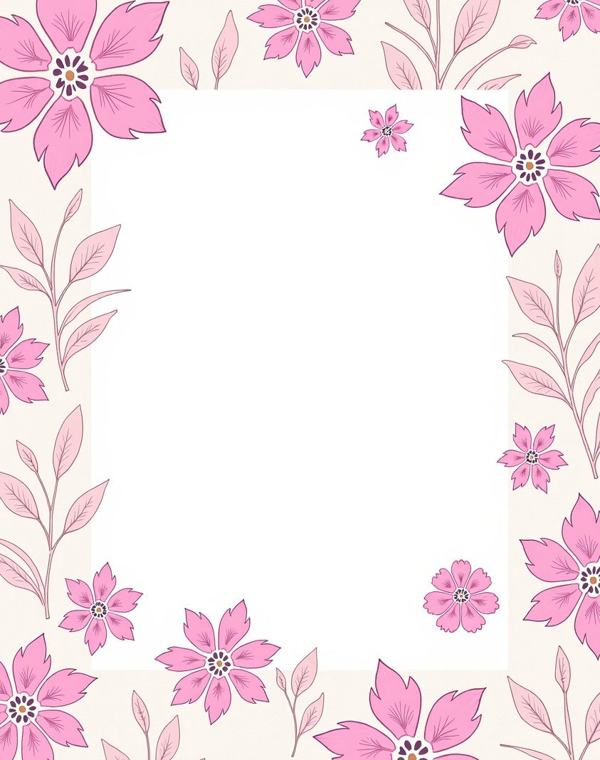 Pink Flower Branches Pattern Rug