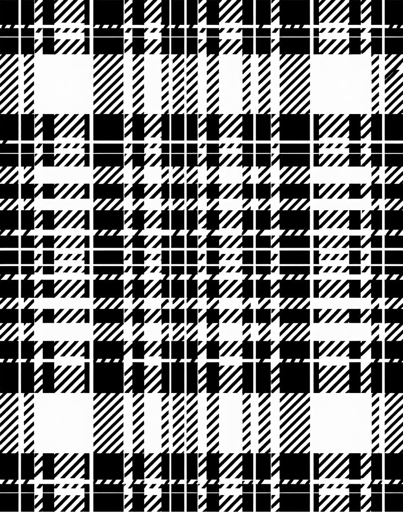 Bold Black White Plaid Pattern Rug