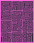 Contrasting Pink Black Maze Pattern Rug