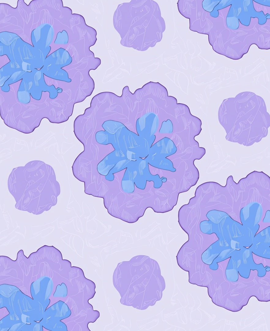 Abstract Purple Blue Floral Pattern Rug