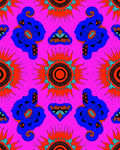 Vibrant Blue Floral Sunburst Pattern Rug