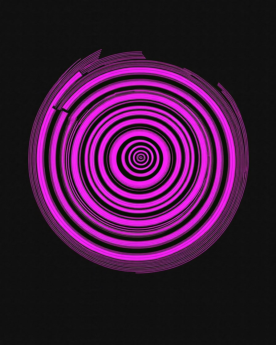 Vibrant Pink Concentric Circles Design Rug