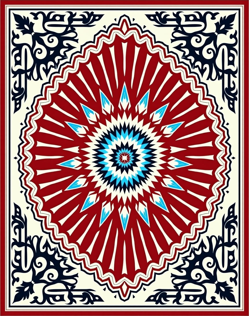 Radiant Starburst Geometric Medallion Design Rug