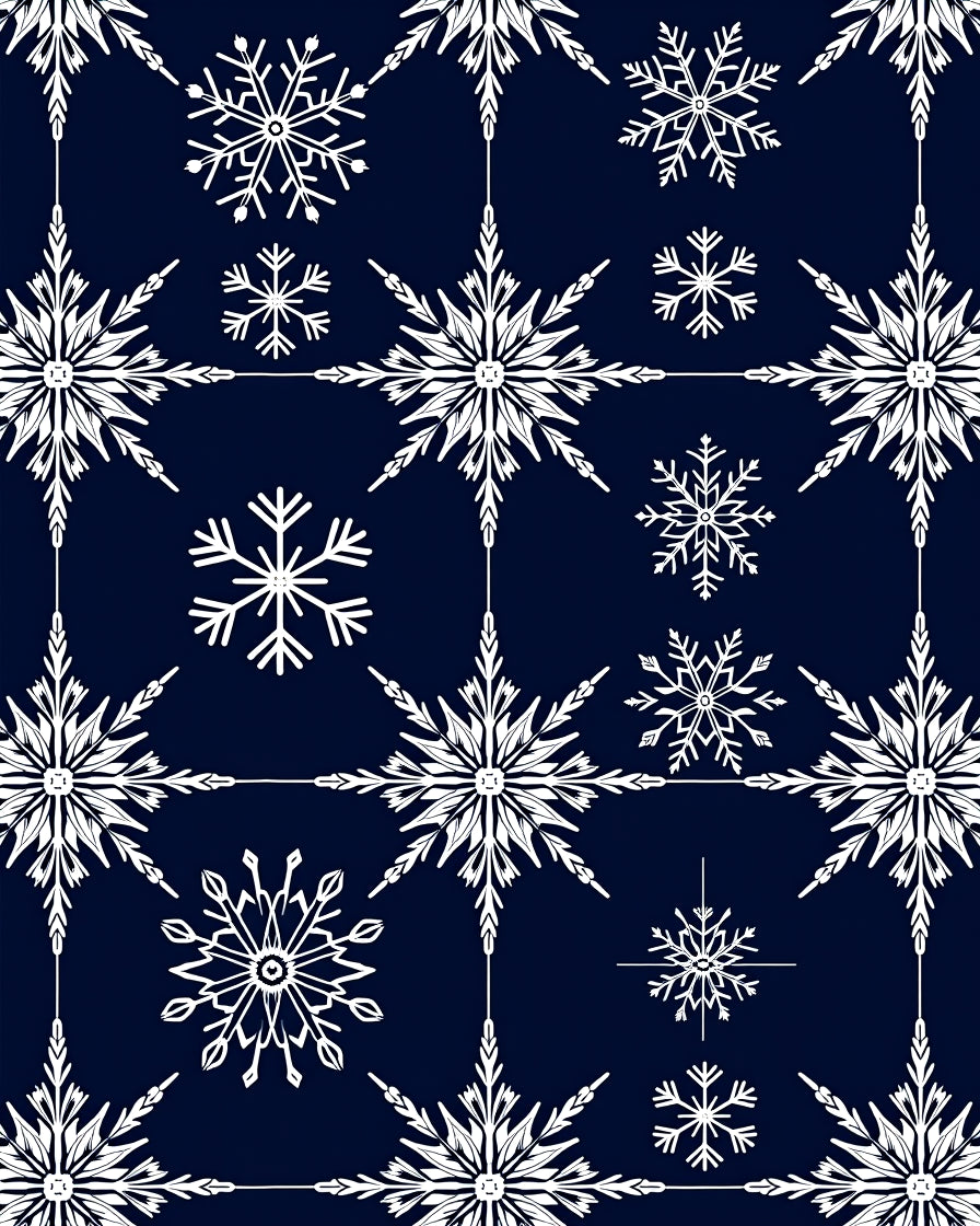 White Snowflake Lattice Navy Rug