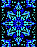 Bold Blue Floral Mandala Pattern Rug