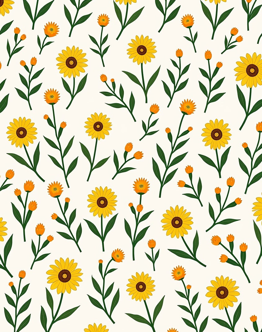 Golden Daisy Floral Pattern Rug