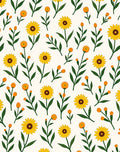 Golden Daisy Floral Pattern Rug