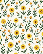 Golden Daisy Floral Pattern Rug
