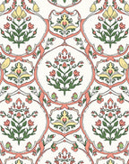 Floral Medallion Coral Yellow Pattern Rug