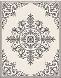 Ornate Scrollwork Central Medallion Style Rug
