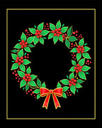 Vibrant Red Holly Berry Wreath Rug