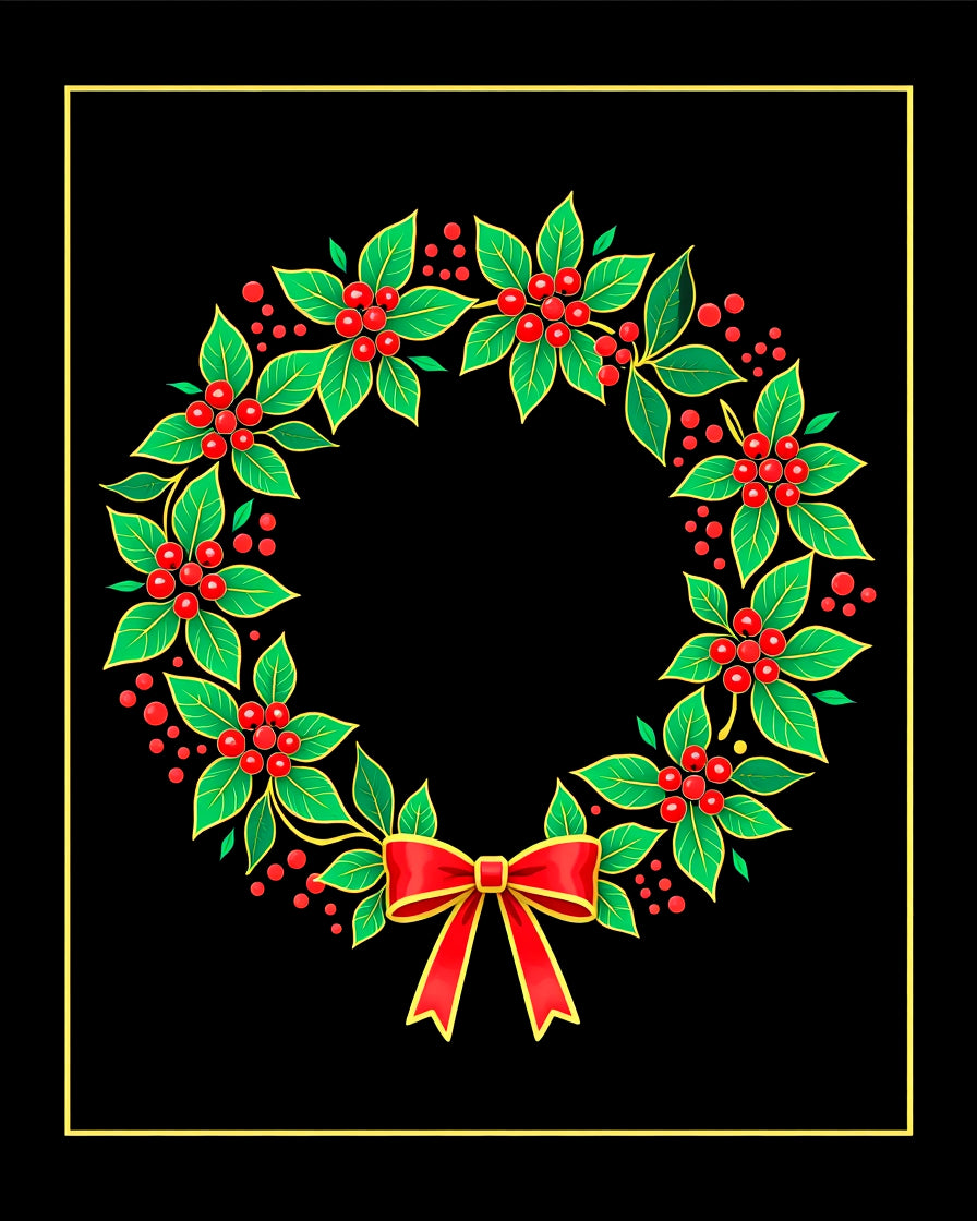 Vibrant Red Holly Berry Wreath Rug