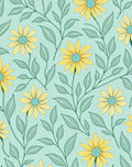 Yellow Floral Vine Pattern Rug