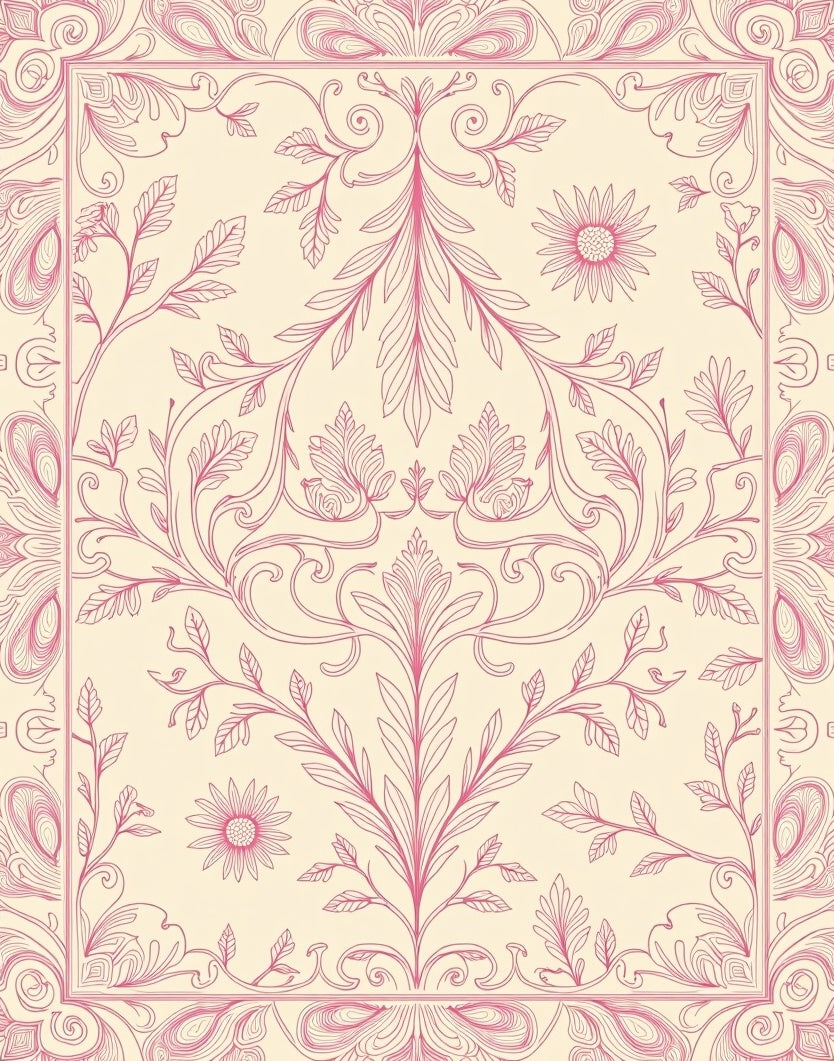 Delicate Floral Scrollwork Design Rug