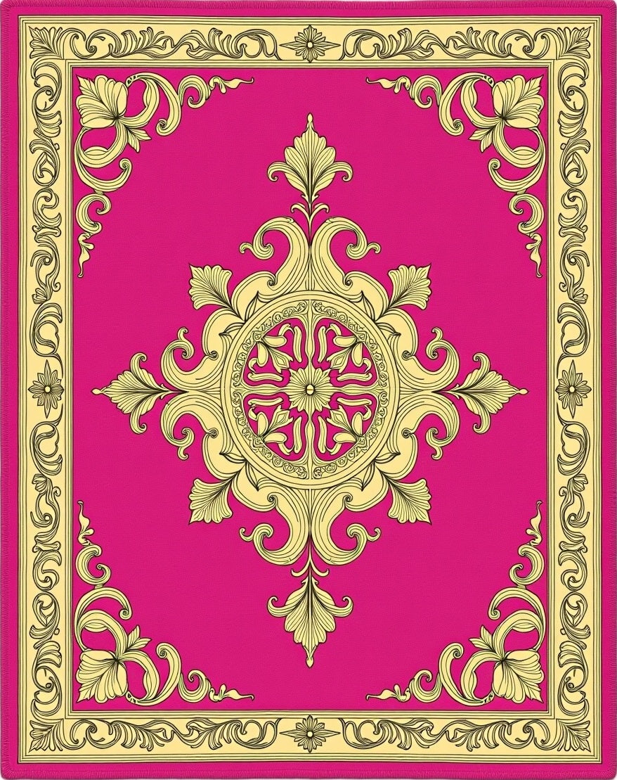Ornate Floral And Lattice Pattern Rug
