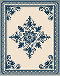 Ornate Floral Medallion Border Pattern Rug