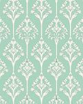 Elegant Teal Ivory Damask Pattern Rug