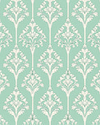 Elegant Teal Ivory Damask Pattern Rug