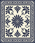 Classic Navy Floral Starburst Design Rug