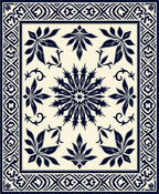 Classic Navy Floral Starburst Design Rug