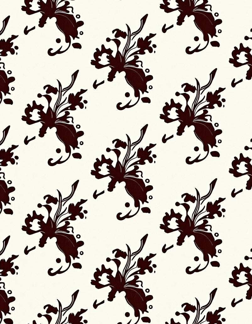 Dark Floral Scroll Pattern Rug