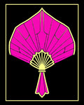 Vibrant Pink Stylized Fan Design Rug