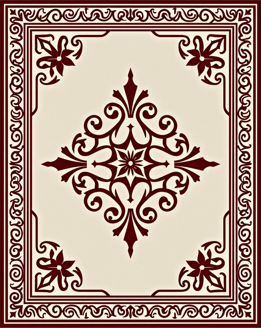 Ornate Deep Red Floral Medallion Rug